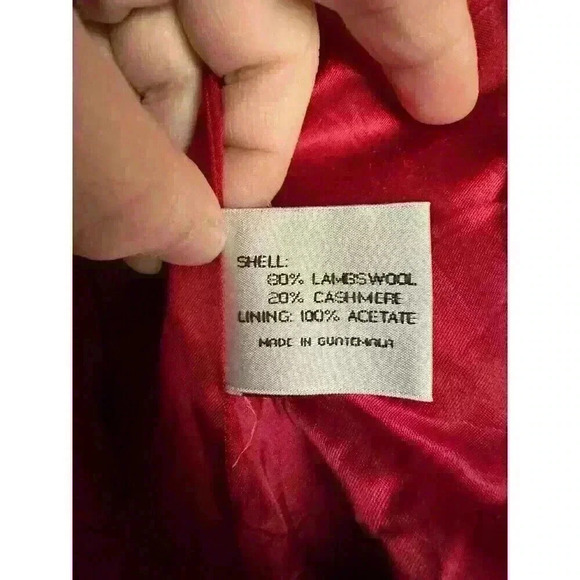 Larry Levine Design Size S Red Cashmere Lambs Wool Coat Vintage Retro Women - Picture 5 of 11